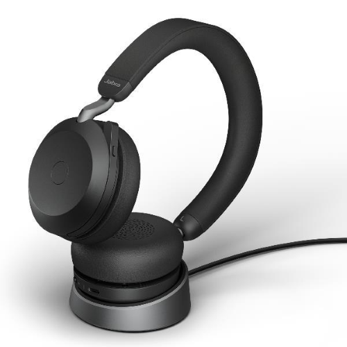JABRA EVOLVE2 75 CUFFIA E AURICOLARE WIRELESS CON CAVO E SENZA CAVO A PADIGLIONE USB TIPO-C CON STAND BLACK